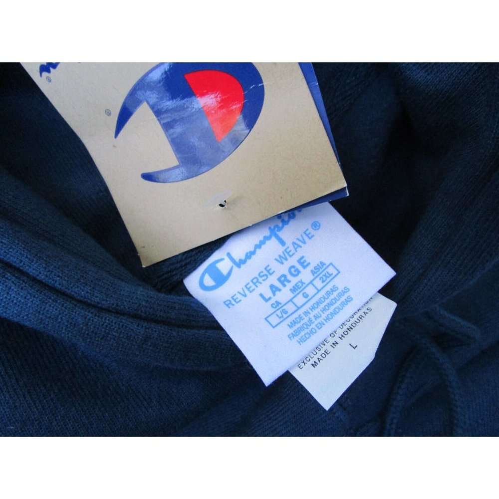 Champion Men's Reverse Weave Hoodie Logo Size L Blue Heavyweight NEW Unisex - Picture 7 of 7